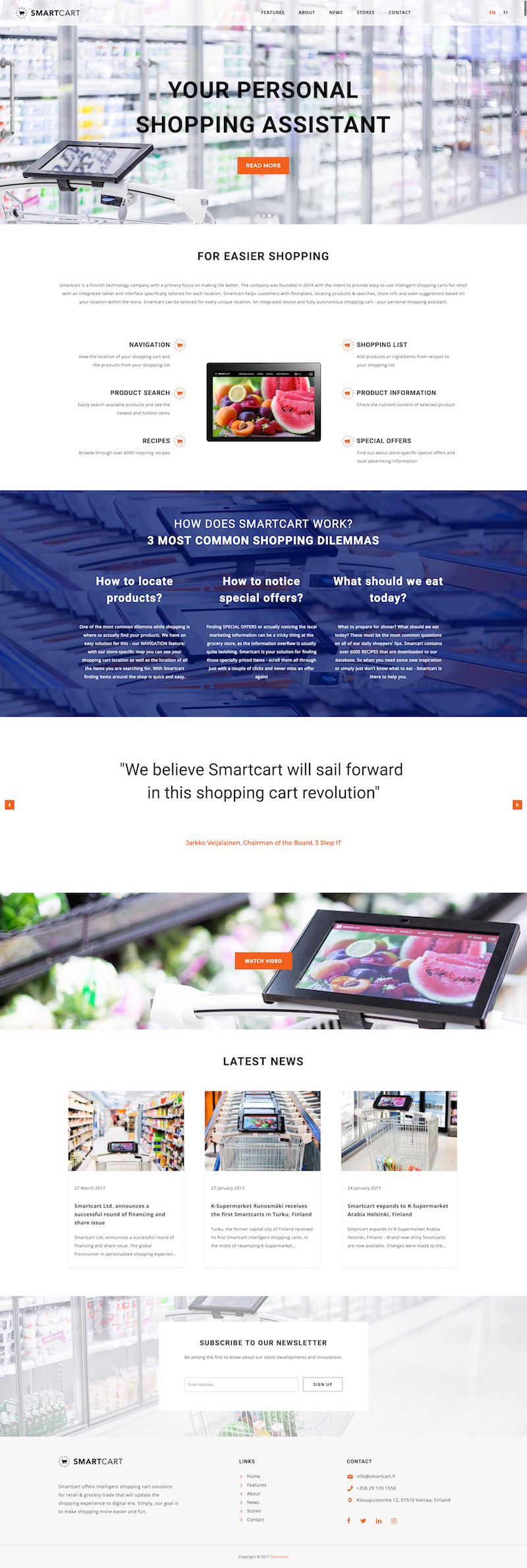 Smartcart portfolio website's fullscreen view