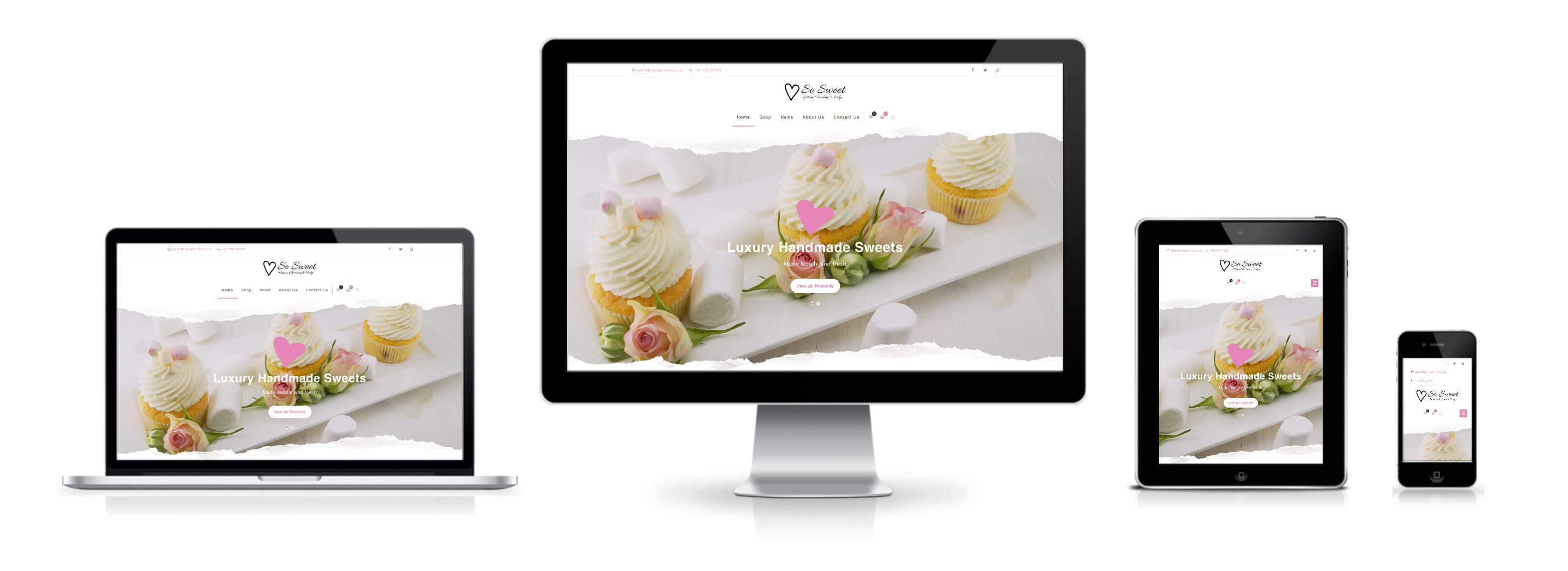 So Sweet website's responsive mobile, tablet, laptop and desktop view